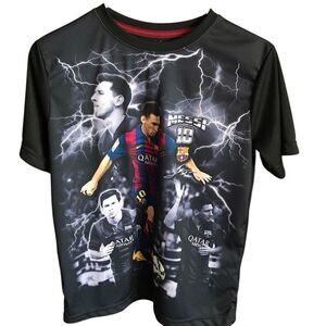FCB Barcelona soccer shirt black Lionel Messi boys youth size XL